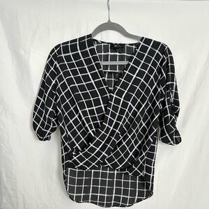 BCX Black and White Checkered Women's Top